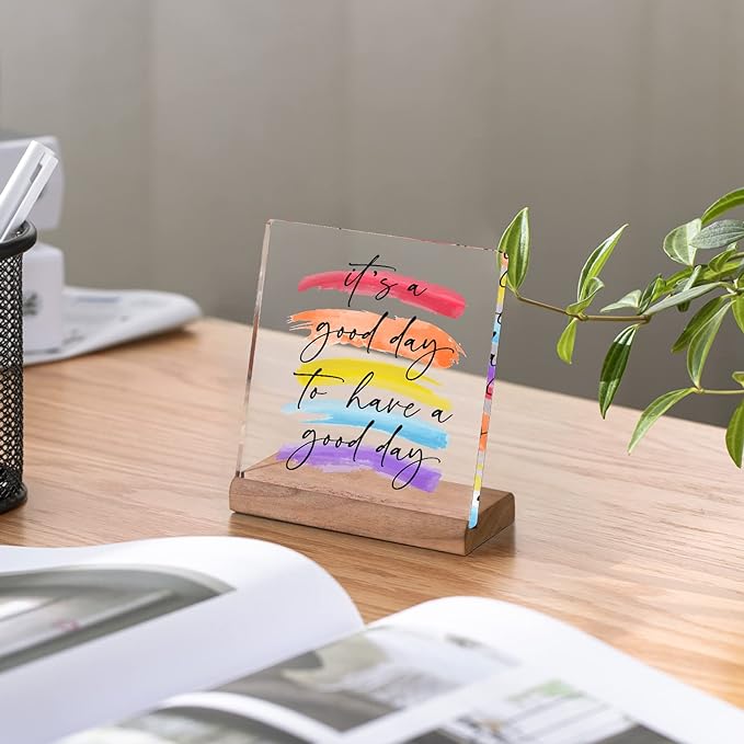 Its A Good Day To Have A Good Day Office Table Desktop Decor Desk Decorations For Women Office - Desk Décor For Women Desk Motivational Work Desk Decor Inspirational Quotes Gifts - LeafyLoom
