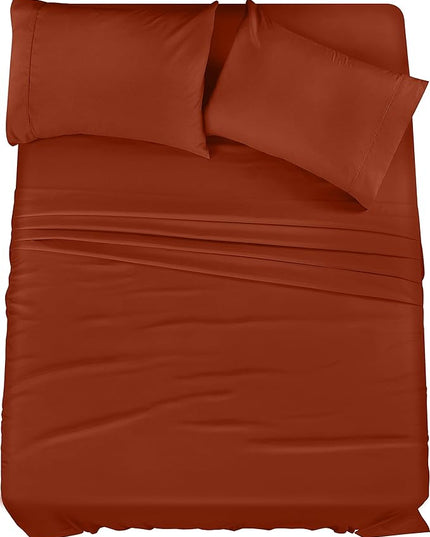 Utopia Bedding Queen Bed Sheets Set - 4 Piece Bedding - Brushed Microfiber - Shrinkage and Fade Resistant - Easy Care (Queen, Terracotta Orange) - LeafyLoom