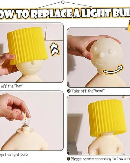 Little Naughty boy Desk lamp,A Little Shy Desk lamp, Bedside Night Light,Naughty boy Mr.P a Little Shy Man Creative lamp,Home Decoration Beautiful Gift (Yellow) - LeafyLoom
