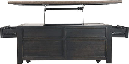 Signature Design by Ashley Tyler Creek Rustic Farmhouse Lift Top Coffee Table with Drawers, Brown & Black - LeafyLoom