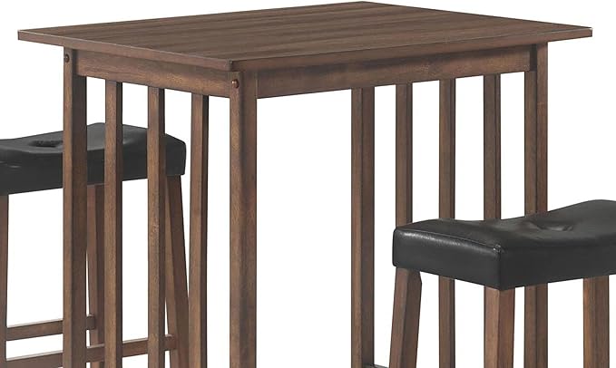 NicBex Kitchen Table for 2 Dining Room Table Set 3-Piece Counter Dining Set Bar Kitchen Table Set with Upholstered Stools for Small Space, Breakfast Nook, Brown - LeafyLoom