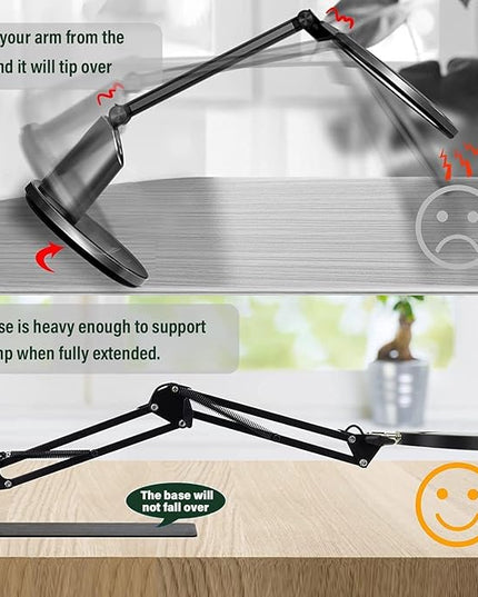 Magnifying Glass with Light and Stand,10X Magnifying LED Desk Lamp with Base & Clamp,3 Color Modes,10 Adjustable Brightness 2-in-1 Adjustable Swivel Arm Lamp Craft Light for Hobby Reading - LeafyLoom