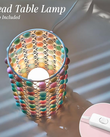 Colorful Bead Lamp-Cute Table Lamp for Girls Room, Unique Lampshade, Bulb included - LeafyLoom