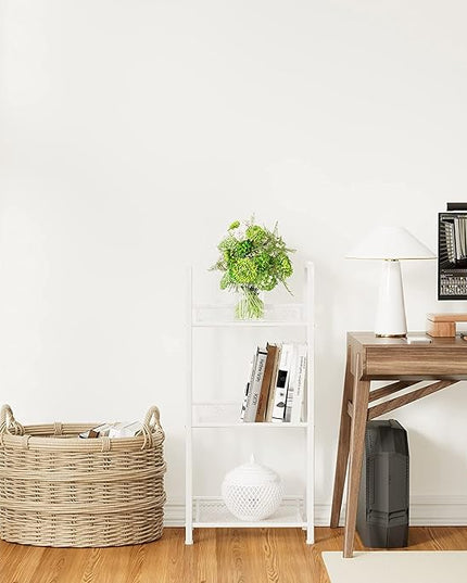 Bookshelf Storage Shelf Small Bookcase Freestanding Storage Stand for Living Room, Bedroom, Kitchen Rust Resistance, Easy Assembly Free Combination Multi-Functional Organizer (3 Tiers, White) - LeafyLoom