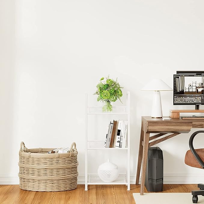 Bookshelf Storage Shelf Small Bookcase Freestanding Storage Stand for Living Room, Bedroom, Kitchen Rust Resistance, Easy Assembly Free Combination Multi-Functional Organizer (3 Tiers, White) - LeafyLoom