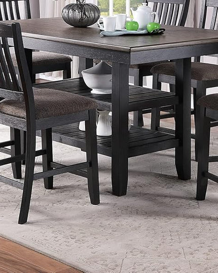 NicBex 64Inch Rectangular Dining Table,Counter Height Kitchen Table with Rubber Wood MDF Tabletop and 2 Storage Shelves for 6 to 8,Large Dining Room Table for Kitchen,Dining Living Room,Coffee - LeafyLoom