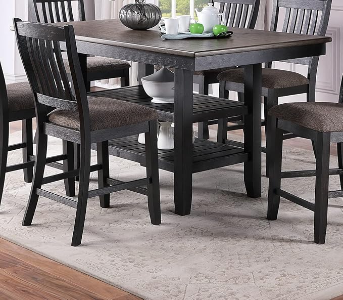 NicBex 64Inch Rectangular Dining Table,Counter Height Kitchen Table with Rubber Wood MDF Tabletop and 2 Storage Shelves for 6 to 8,Large Dining Room Table for Kitchen,Dining Living Room,Coffee - LeafyLoom