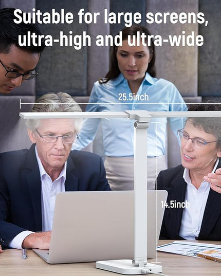 Bright LED Desk Lamp for Home Office - Dual Swing Arm Eye-Caring Architect Task Lamp, Adjustable Foldable Table Lamp, Dimmable Touch Control Desktop Lamp 5 Lighting Modes for Work/Study - LeafyLoom