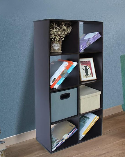 PACHIRA E-Commerce US 8 Cube Storage Organizer, Unit Shelf, Wooden Closet Cabinet, Bookshelf Rack in Study, each cube11.22, DARK BROWN - LeafyLoom