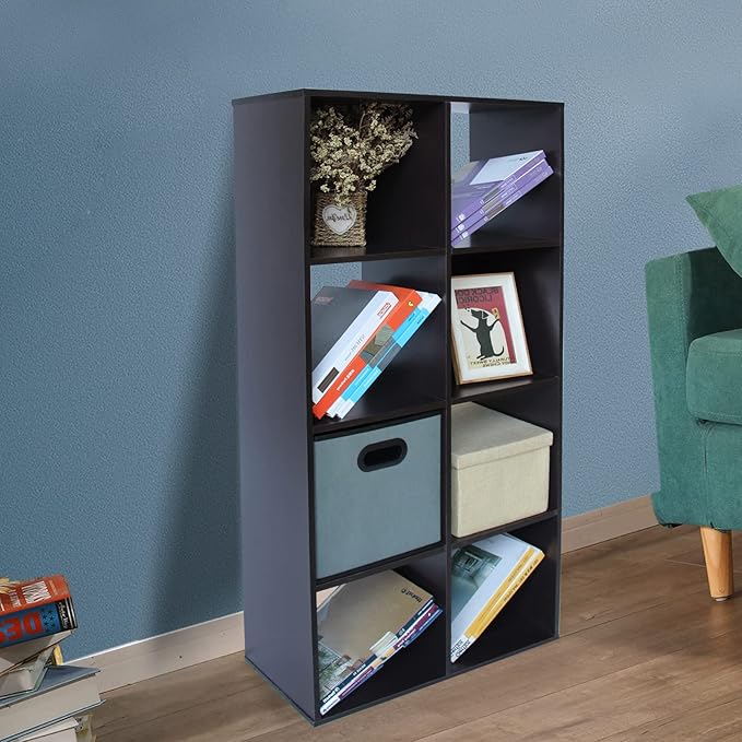 PACHIRA E-Commerce US 8 Cube Storage Organizer, Unit Shelf, Wooden Closet Cabinet, Bookshelf Rack in Study, each cube11.22, DARK BROWN - LeafyLoom