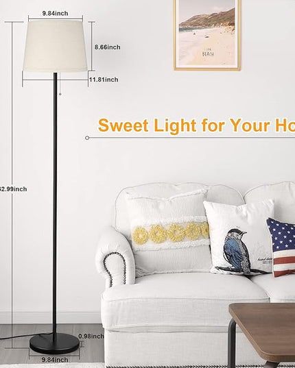 Floor Lamp for Living Room, Modern Standing Lamps with Linen Shade, Simple Design Pole Lamps Tall Floor Lamp for Bedroom, Bulb not Included - LeafyLoom