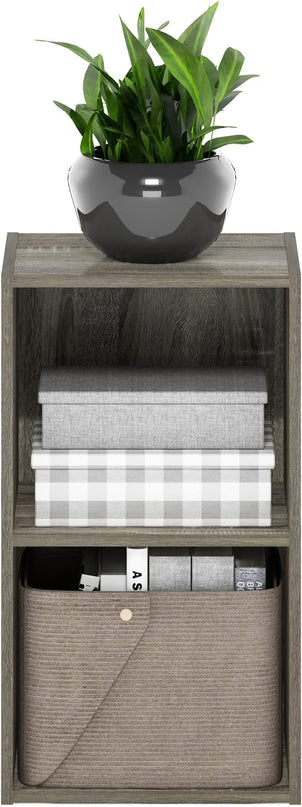 Furinno Luder Bookcase / Book / Storage, 2-Tier Cube, French Oak - LeafyLoom