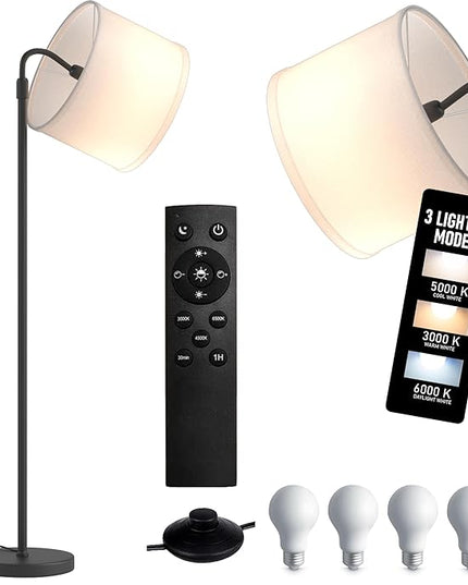 Floor Lamps for Living Room - 3 Lights Mode Tall Lamp for Living Room - Corner 360 Reading Lamps Floor Standing LED Floor Lamps for Living Room Floor Lamp with Remote Dimmable Floor Lamp - LeafyLoom