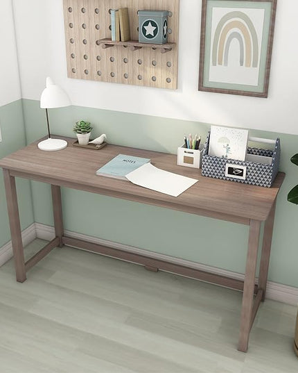 Max & Lily Solid Wood Desk, 55 Inches, Clay - LeafyLoom
