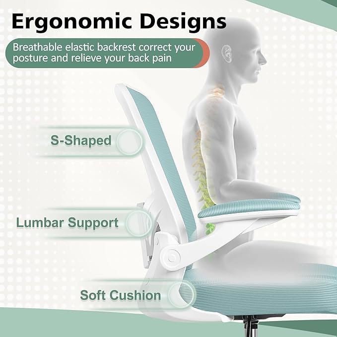 MINLOVE Drafting Office Chair, Ergonomic Tall Office Chair with Flip-up Armrests Executive Ergonomic Computer Standing Desk Chair with Lumbar Support and Adjustable Footrest(Light Blue) - LeafyLoom