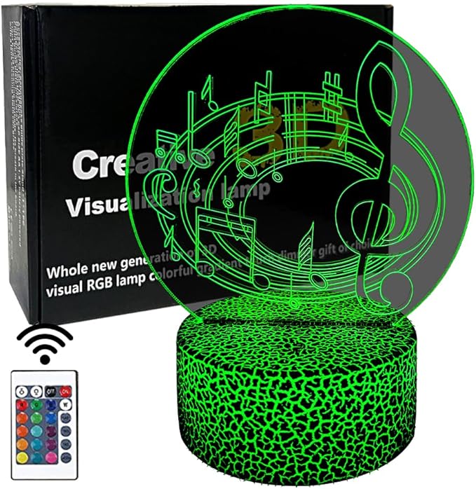 3D Music Note Night Light,16 Color Change with Remote,3D Illusion LED Lamp for Family, Friends Bedroom Decor, Music Lovers Fans - LeafyLoom