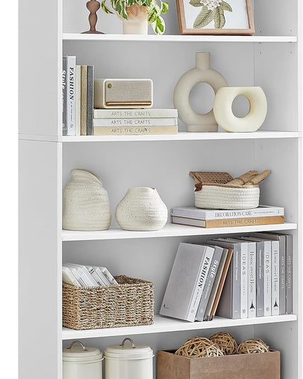 VASAGLE Bookshelf, 31.5 Inches Wide, 5-Tier Open Bookcase with Adjustable Storage Shelves, Floor Standing Unit, Cloud White ULBC175T14 - LeafyLoom