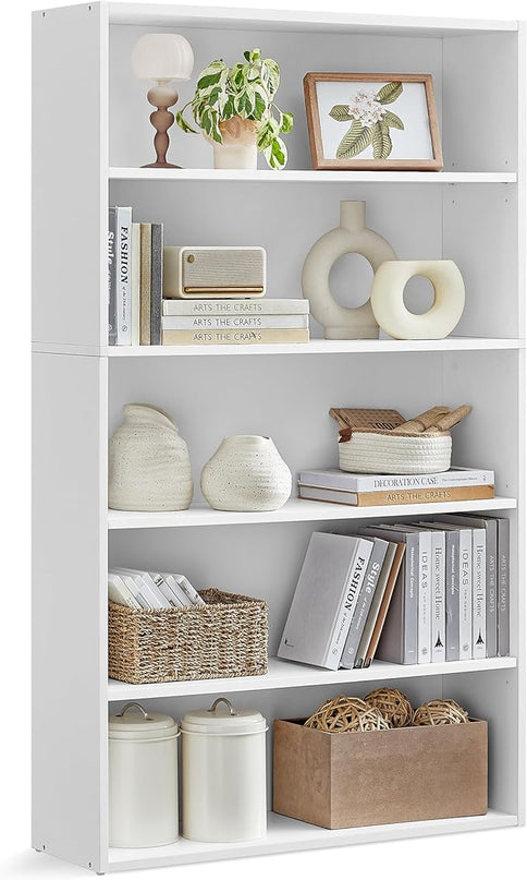 VASAGLE Bookshelf, 31.5 Inches Wide, 5-Tier Open Bookcase with Adjustable Storage Shelves, Floor Standing Unit, Cloud White ULBC175T14 - LeafyLoom