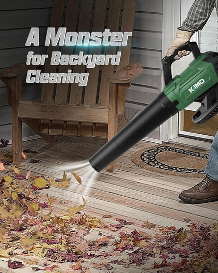 KIMO Cordless Leaf Blower - 400CFM Battery-Powered Blower for Blowing Wet Leaves, Snow Debris and Dust, 20V Electric Leaf Blower with Battery ＆ Charger for Lawn Care Garden Yard Work Around The House - LeafyLoom