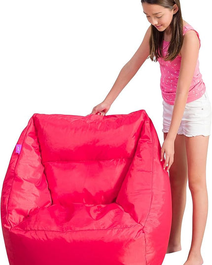 Posh Creations Structured Comfy Seat for Playrooms and Bedrooms, Large Bean Bag Chair, Coronado Chair, Red - LeafyLoom
