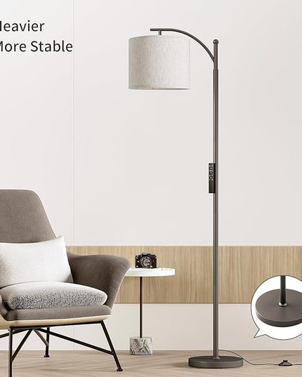 SUNMORY Dimmable Floor Lamp with Remote Control，Lamp for Living Room Stepless Color Temperature and Brightness, Standing Lamp for Bedroom and Office with 1H Timer，Gray Floor Lamp with Linen Shade - LeafyLoom