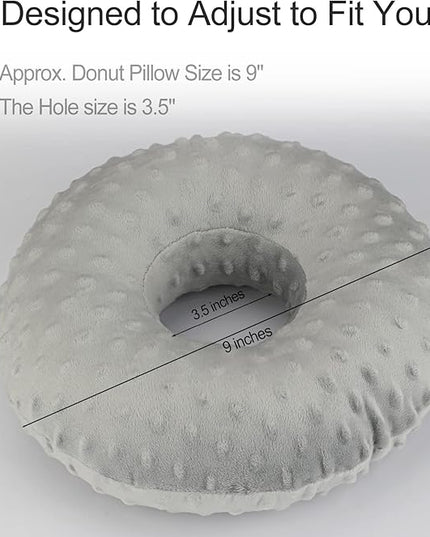 Ear Piercing Pillow for Side Sleeping, CHN Pillow with Hole for Side Sleepers Ear Pain Inflammation Pressure Sores O-Shaped Donut Guard Minky Dot Gray - LeafyLoom