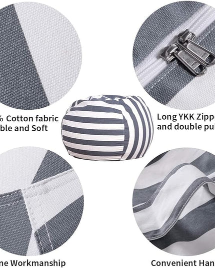 Wekapo Stuffed Animal Storage Bean Bag Chair Cover for Kids | Stuffable Zipper Beanbag for Organizing Children Plush Toys Large Premium Cotton Canvas (Gray, XX-Large) - LeafyLoom