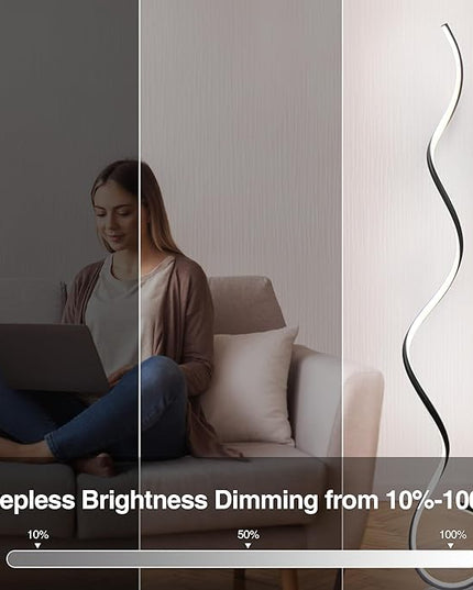 RGB Spiral Floor Lamp, Dimmable LED Floor Lamp with RGBW, Ultra Bright, Modern Standing Tall Lamp with Remote Reading Floor Lamp for Living Room Bedroom Office - LeafyLoom