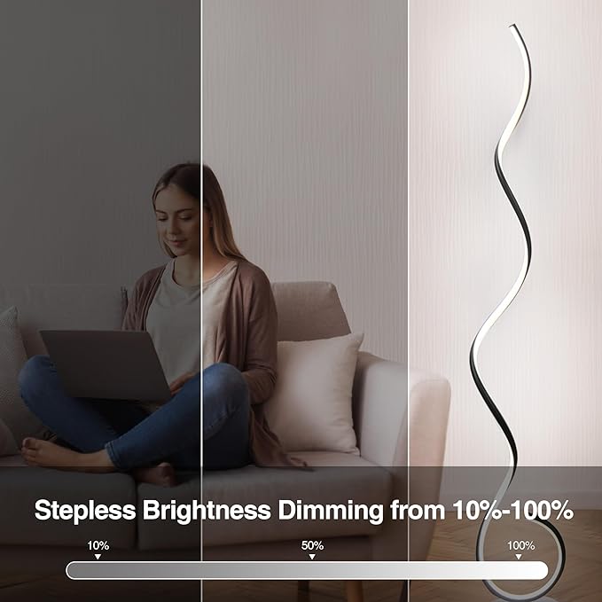 RGB Spiral Floor Lamp, Dimmable LED Floor Lamp with RGBW, Ultra Bright, Modern Standing Tall Lamp with Remote Reading Floor Lamp for Living Room Bedroom Office - LeafyLoom