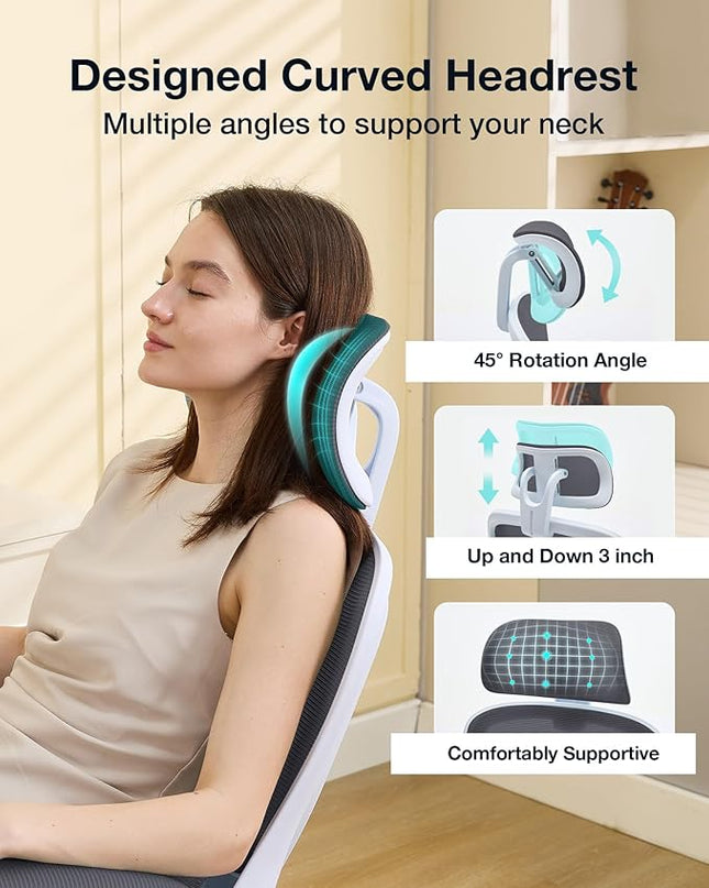 Ergonomic Office Chair with Tilt-Lock, Home Office Desk Chair with Auto Lumbar Support, High Back Mesh Desk Chair with Adjustable Headrest, Swivel Task Chair or Study Room Bedroom,Dark Gray - LeafyLoom