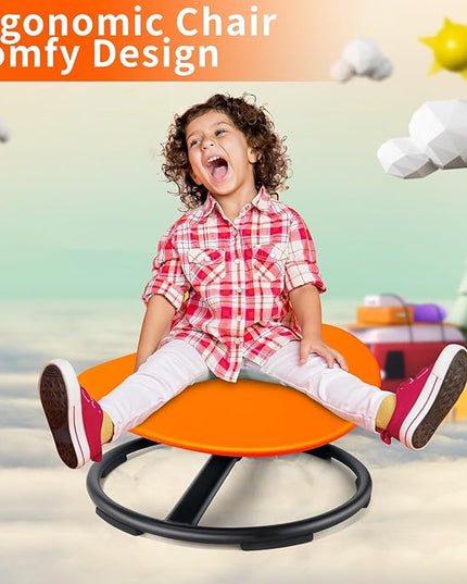 Kids Sensory Swivel Chair, Autism Sensory Chair, Spinning Chair for Autistic Kids, Small Space, Spin Seat, Metal Base, Non-Slip Design, Orange - LeafyLoom