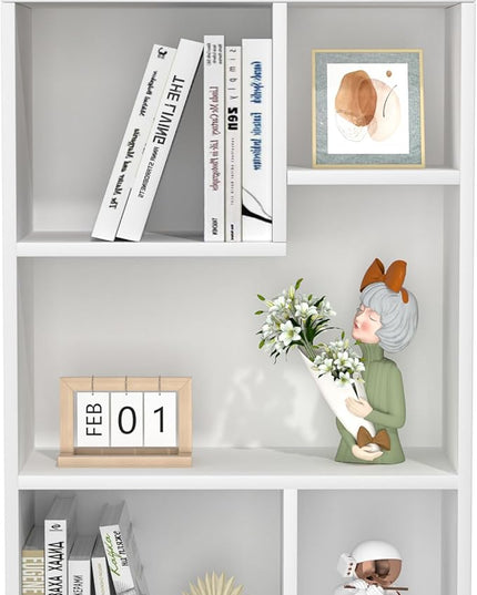 VECELO 5 Cube Modern Bookcases, 3 Tier Bookshelves, 31 Inch High Cubby Storage Organizer, Shelf Hight Up to 12.8 Inches Suit for Most Books, Vertical or Horizontal Use Available,Pearl White - LeafyLoom
