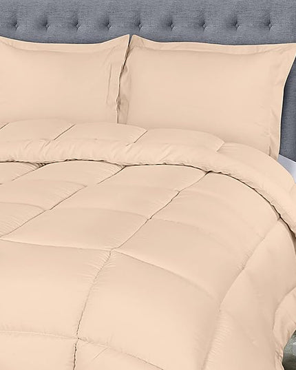 Utopia Bedding Queen Size Comforter Set with 2 Pillow Shams, Bedding Comforter Sets, Down Alternative Beige Comforter, Soft and Comfortable, Machine Washable (Pack of 4) - LeafyLoom