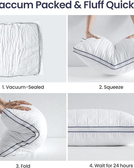BedStory Pillows Queen Size Set of 2-Bed Pillows for Sleeping-Cooling Pillows with Mesh Design-Premium Soft Down Alternative Fill Supportive for Back, Stomach or Side Sleepers - LeafyLoom