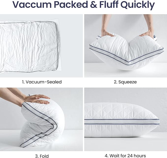 BedStory Pillows Queen Size Set of 2-Bed Pillows for Sleeping-Cooling Pillows with Mesh Design-Premium Soft Down Alternative Fill Supportive for Back, Stomach or Side Sleepers - LeafyLoom