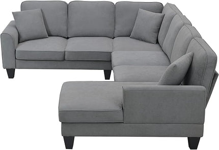 Sectional Couch-108 Modern U Shape Sectional Sofa, 7 Seat Modular Sectional Sofa with 3 Pillows, for Living Room, Apartment, Office - LeafyLoom