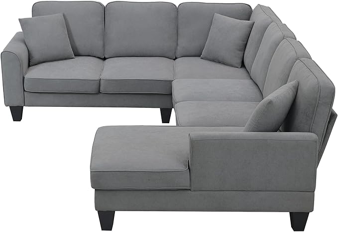 Sectional Couch-108 Modern U Shape Sectional Sofa, 7 Seat Modular Sectional Sofa with 3 Pillows, for Living Room, Apartment, Office - LeafyLoom