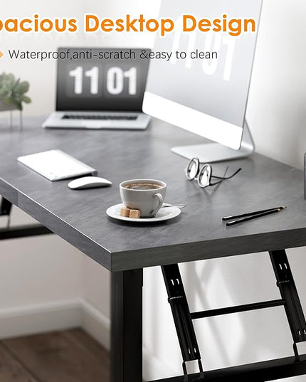 Need Small Computer Desk 31.5 inches Folding Table No Assembly Sturdy Small Writing Desk Folding Desk for Small Spaces, Grey AC5-8040-LB - LeafyLoom