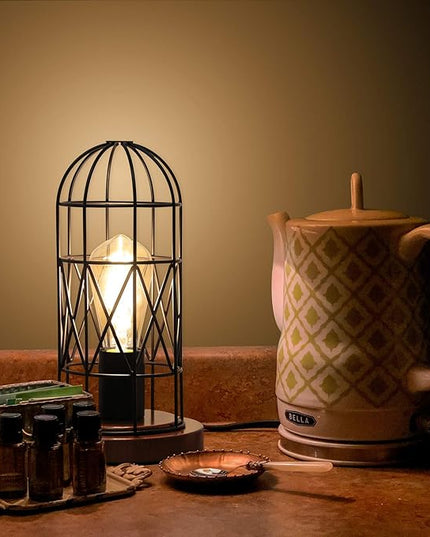 Touch Control Table Lamp, Industrial Bedside Lamp with 3 Way Dimmable Small Nightstand Lamp Vintage Metal Cage Table Lamp for Bedroom, Kitchen - LeafyLoom