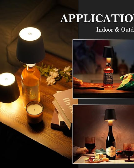4Pack LED Wine Bottle Lamp, RGB 5 Modes & CCT Modes Table Lamp, IP54 Waterproof Bottle lamp, Touch Control Portable Desk Lamp for Club/Restaurant/Prom/Party/Bar (Black) - LeafyLoom