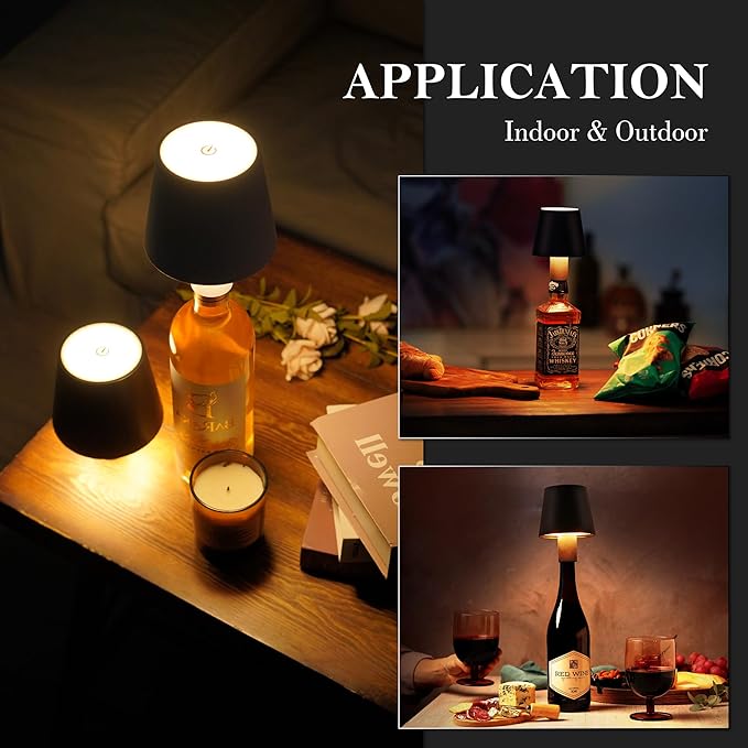 4Pack LED Wine Bottle Lamp, RGB 5 Modes & CCT Modes Table Lamp, IP54 Waterproof Bottle lamp, Touch Control Portable Desk Lamp for Club/Restaurant/Prom/Party/Bar (Black) - LeafyLoom