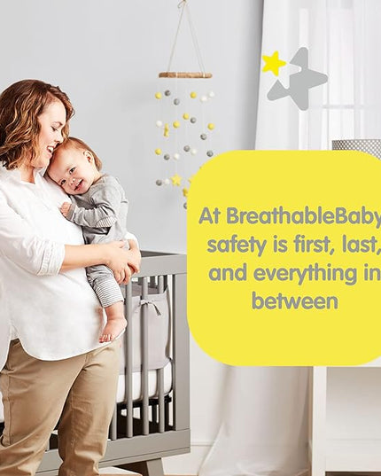 BreathableBaby Breathable Mesh Liner for Full-Size Cribs, Classic 3mm Mesh, Gray (Size 2FS Covers 2 Sides) - LeafyLoom