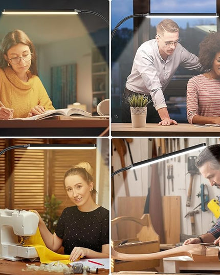 LED Desk Lamp with Clamp, Super Bright Desk Light with 11 Brightness, 5 Color Modes, Flexible Gooseneck Clip on Table Light, Eye-Caring Architect Task Desk Lamps for Home Office Study Reading - LeafyLoom