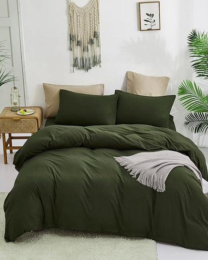 Army Green Comforter Set King Olive Green Bedding Set Dark Green Comforter Set King Men Breathable Deep Green Bedding Set Women Soft Olive Green King Size Comforter Set Skin Friendly Bedding - LeafyLoom