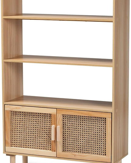 Baxton Studio Faulkner Bookcases, Beige/Natural Brown - LeafyLoom
