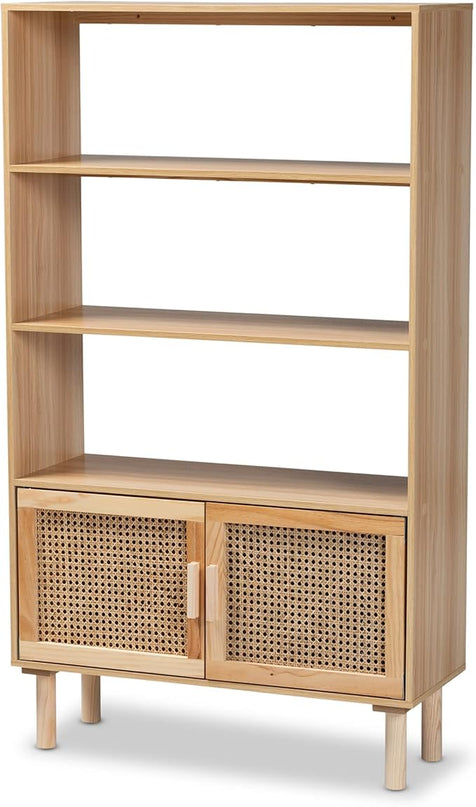 Baxton Studio Faulkner Bookcases, Beige/Natural Brown - LeafyLoom