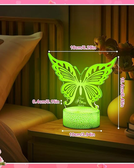 Linkax Mom Birthday Gifts, 7 Colors Changing Butterfly Gifts for Mom from Daughter Son, Mom Gifts Room Decorative Night Light, Thanksgiving Mothers Day Birthday Gifts for Mom, Best Mom Ever Gifts - LeafyLoom