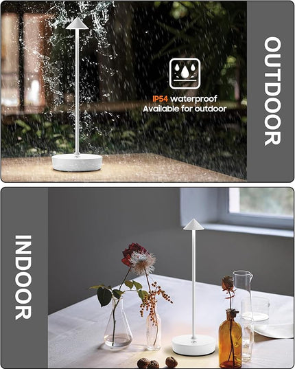 Cordless Table Lamps Rechargeable, 6000mAh Battery Operated LED Desk Lamp Outdoor Waterproof Portable Touch Dimmable Table Night Light for Patio Restaurant Dining Home White - LeafyLoom