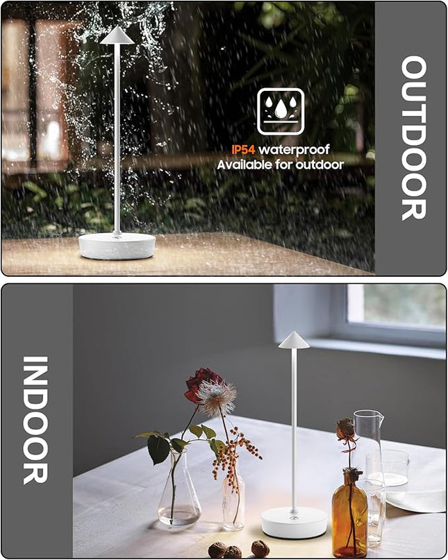 Cordless Table Lamps Rechargeable, 6000mAh Battery Operated LED Desk Lamp Outdoor Waterproof Portable Touch Dimmable Table Night Light for Patio Restaurant Dining Home White - LeafyLoom