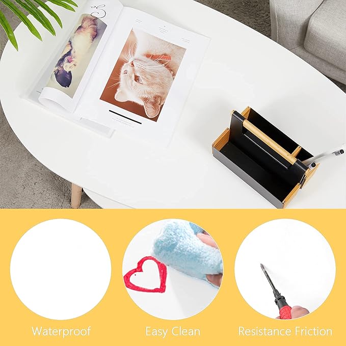 Maupvit Coffee Table-Oval Wood Table with Open Shelving for Storage and Display 2 Tier Sofa Table, Small Modern Furniture Living Room&Home Office-White - LeafyLoom